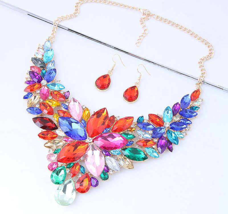 Fashion Multi-color Gemstone Decorated Simple Jewelry Sets,Jewelry Sets