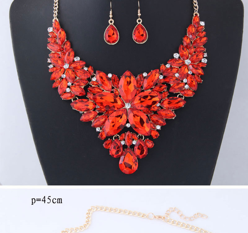 Fashion Red Gemstone Decorated Pure Color Jewelry Sets,Jewelry Sets