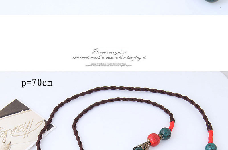 Bohemia Red+brown Beads Decorated Hand-woven Necklace,Beaded Necklaces