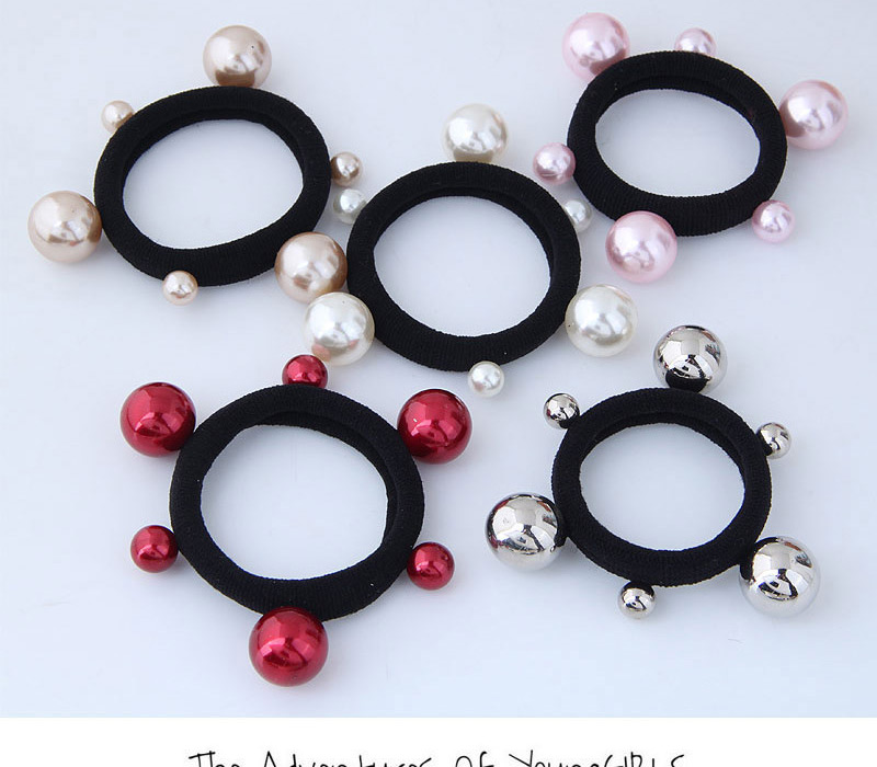 Fashion Pink Pearls Decorated Simple Hair Band,Hair Ring