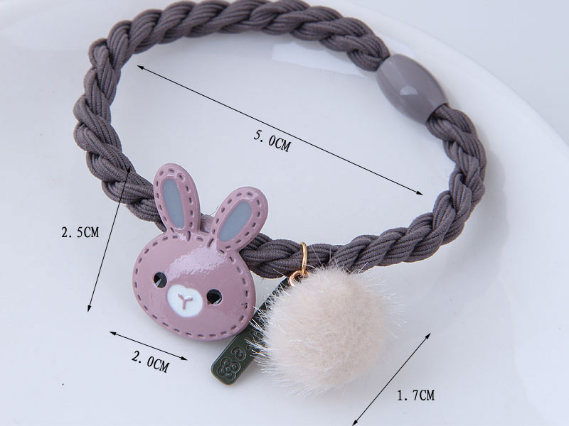 Fashion Pink+coffee Rabbit Decorated Pom Hair Band,Hair Ring