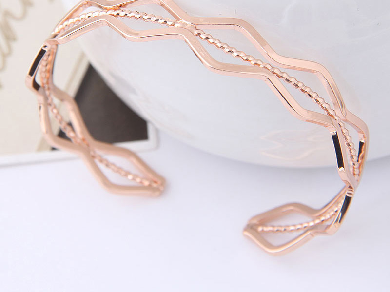 Fashion Gold Color Wave Shape Decorated Opening Bracelet,Fashion Bangles