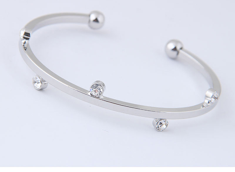 Fashion Silver Color Diamond Decorated Opening Bracelet,Fashion Bangles