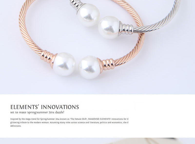 Fashion Gold Color Pearls Decorated Opening Bracelet,Fashion Bangles