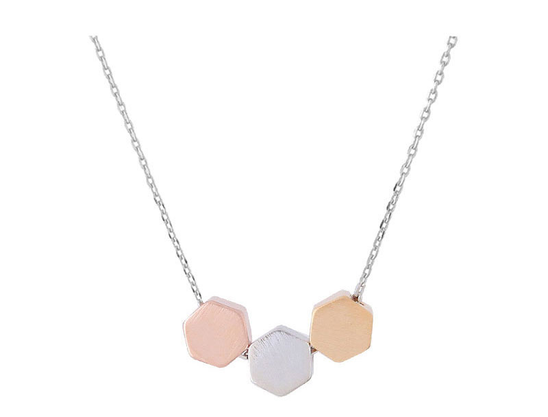 Elegant Multi-color Polygon Decorated Necklace,Pendants