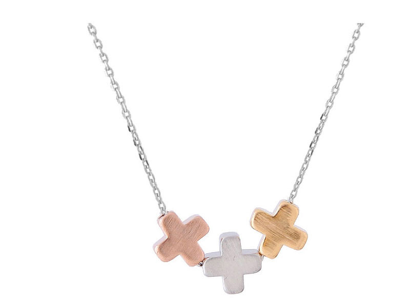Elegant Multi-color Cross Shape Decorated Necklace,Pendants