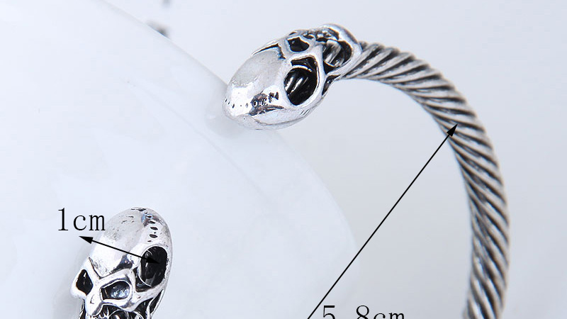 Fashion Silver Color Skull Shape Decorated Opening Bracelet,Fashion Bangles