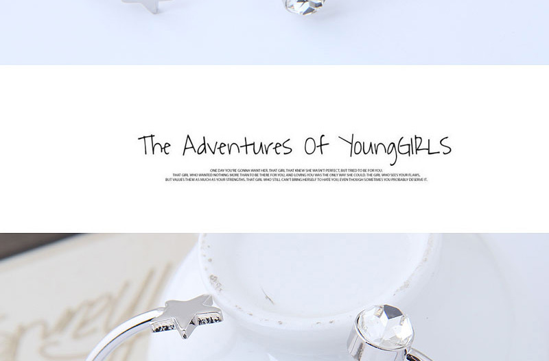 Elegant Silver Color Star Shape Decorated Opening Bracelet,Fashion Bangles