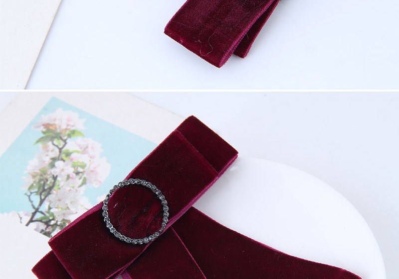 Vintage Claret-red Round Shape Decorated Bowknot Brooch,Korean Brooches