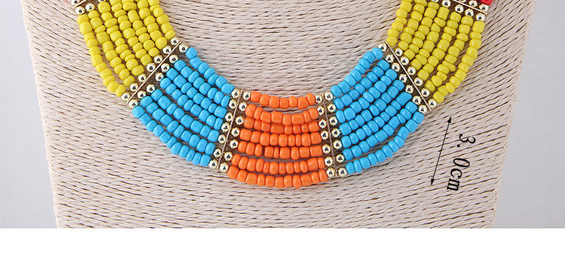 Fashion Red+brown Color Matching Decorated Necklace,Beaded Necklaces