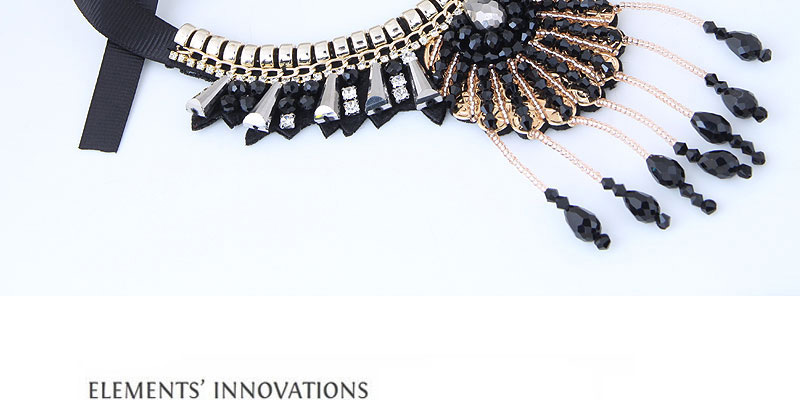 Fashion Black+gold Color Water Drop Shape Decorated Necklace,Bib Necklaces