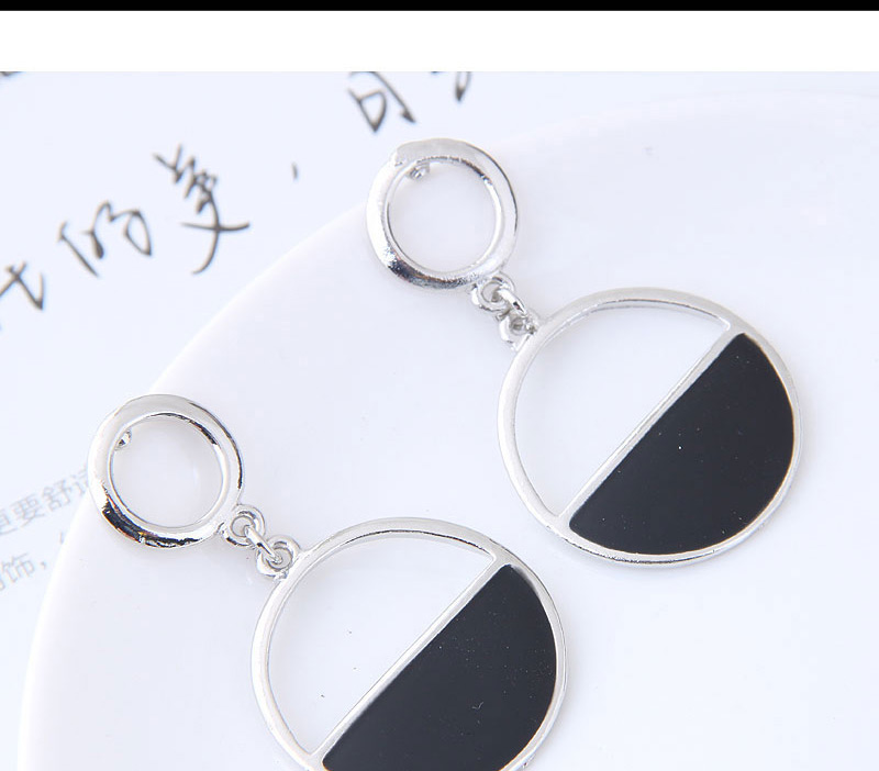 Fashion Gold Color+black Round Shape Decorated Earrings,Drop Earrings