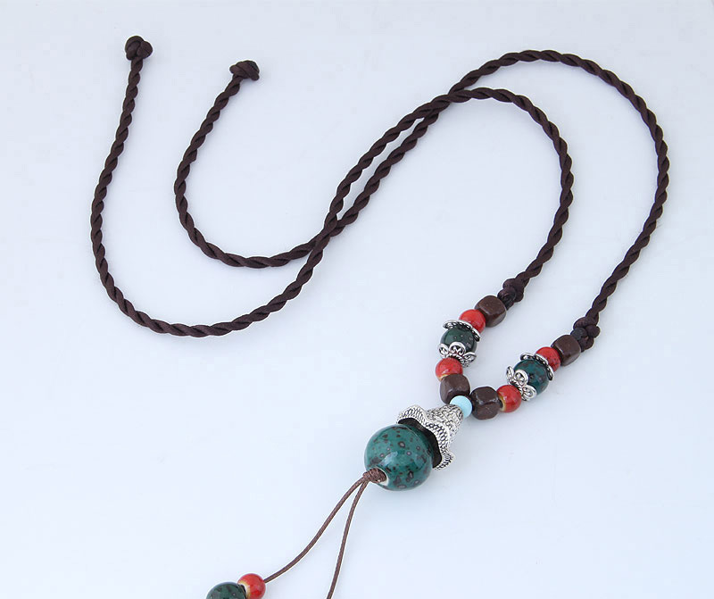 Fashion Green Bead Decorated Necklace,Pendants