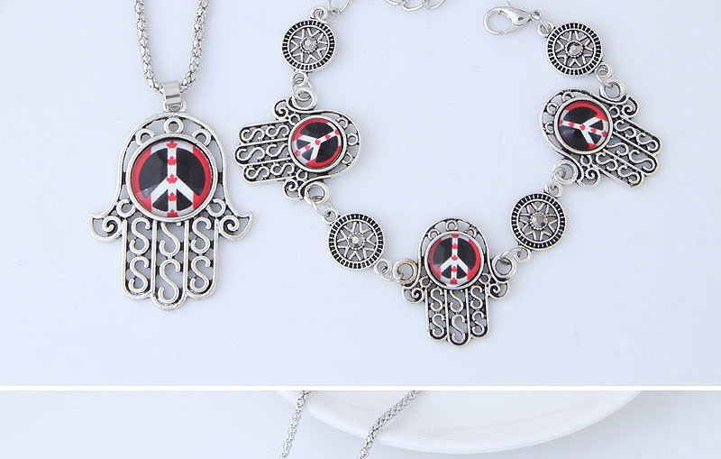 Fashion Red+silver Color Hand Shape Decorated Jewelry Set,Jewelry Sets