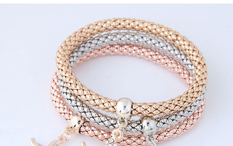 Fashion Silver Color+gold Color+rose Gold Starfish Shape Decorated Bracelet (3 Pcs),Fashion Bracelets