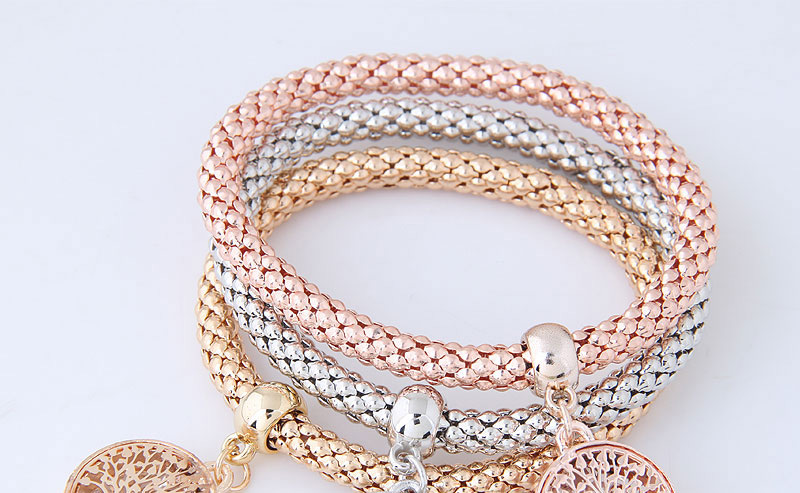 Fashion Silver Color+gold Color+rose Gold Tree Shape Decorated Bracelet (3 Pcs),Fashion Bracelets