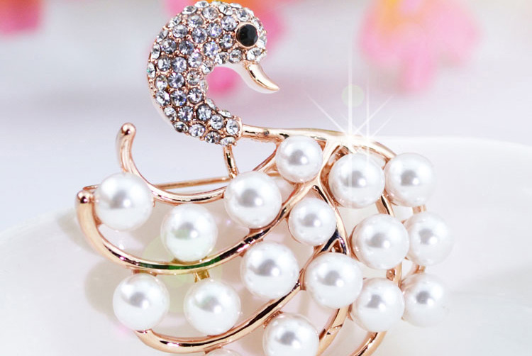 Fashion Gold Color+white Swan Shape Decorated Brooch,Korean Brooches