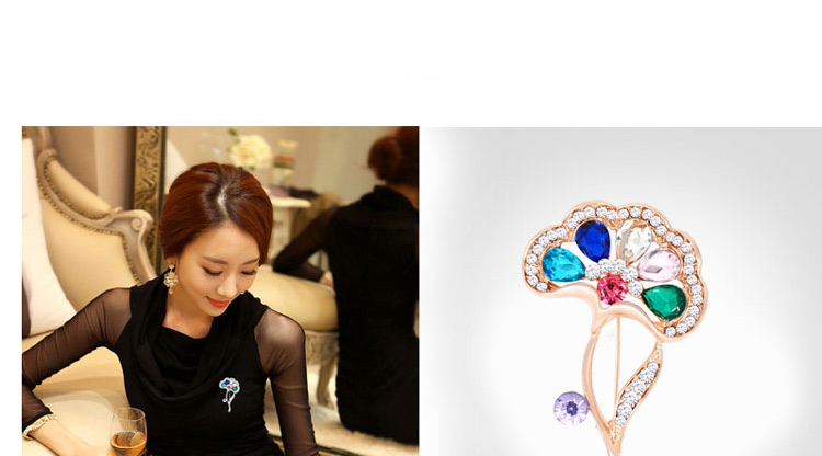 Fashion Multi-color Lotus Leaves Shape Decorated Brooch,Korean Brooches