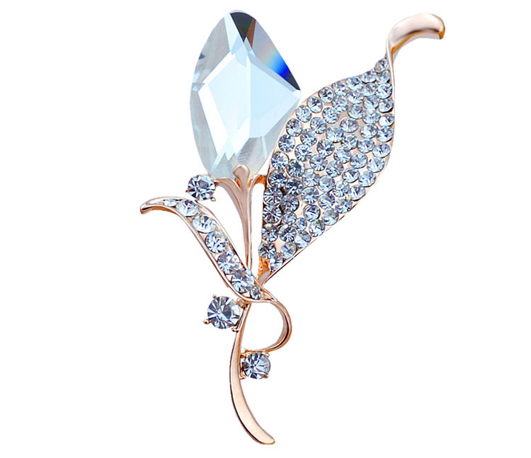 Fashion Blue+gold Color Leaf Shape Decorated Brooch,Korean Brooches