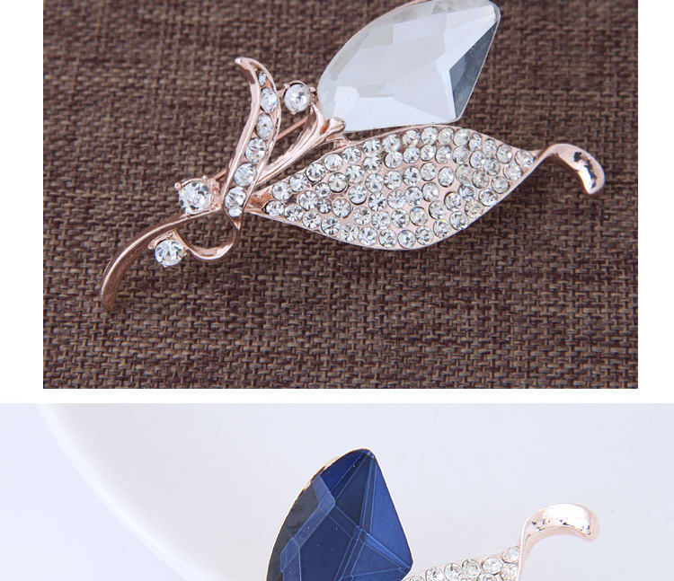Fashion Blue+gold Color Leaf Shape Decorated Brooch,Korean Brooches