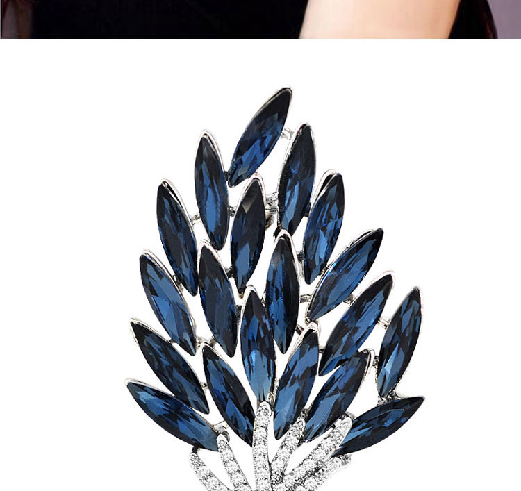 Fashion Blue+silver Color Leaf Shape Decorated Brooch,Korean Brooches