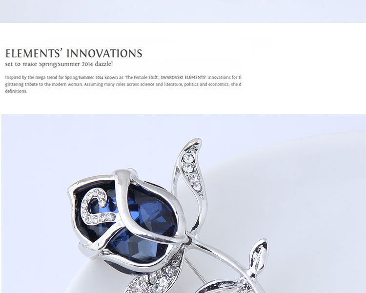 Fashion Blue+silver Color Flower Shape Decorated Brooch,Korean Brooches