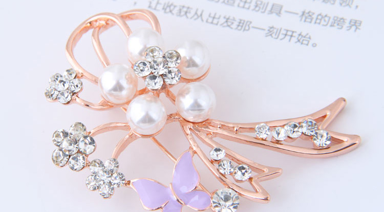 Fashion Pink+gold Color Flower Shape Decorated Brooch,Korean Brooches