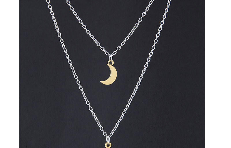 Elegant Gold Color Moon&star Decorated Double Layer Necklace,Bib Necklaces