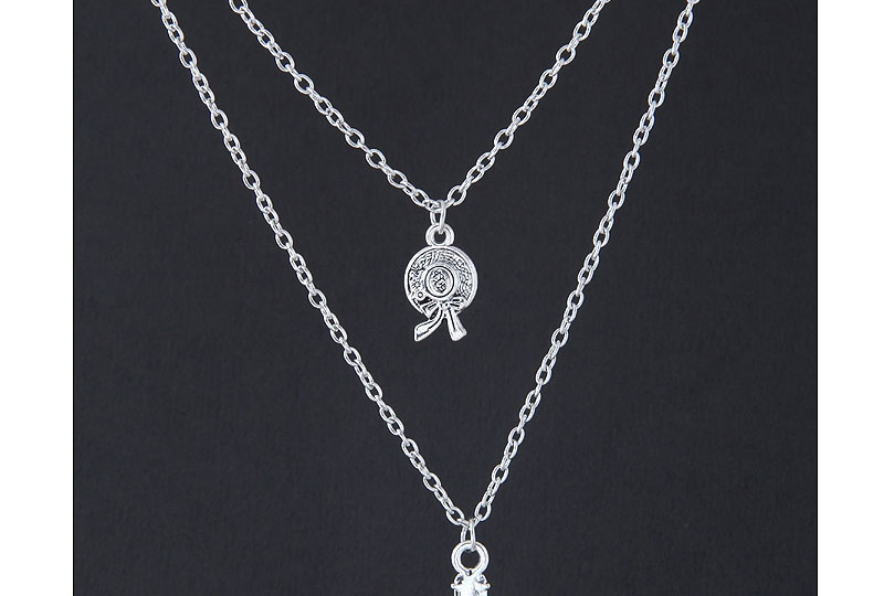 Elegant Silver Color Clock Pendant Decorated Double Layer Necklace,Bib Necklaces