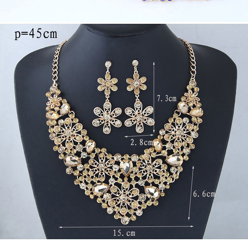 Elegant Sapphire Blue Flower Shape Design Hollow Out Jewelry Sets,Jewelry Sets