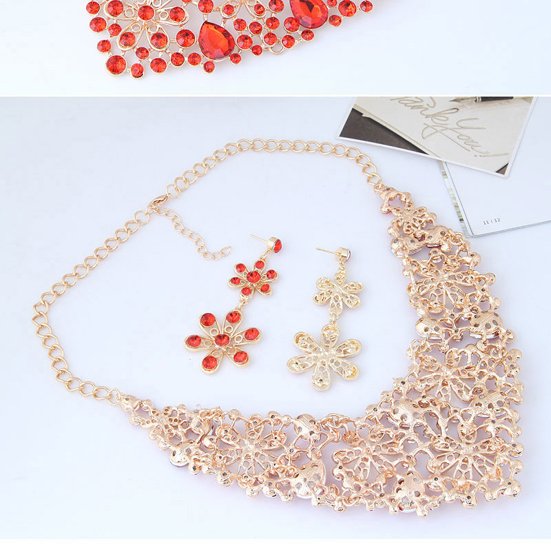 Elegant Multi-color Flower Shape Design Hollow Out Jewelry Sets,Jewelry Sets