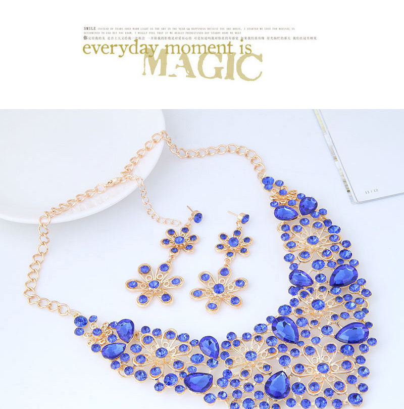 Elegant Multi-color Flower Shape Design Hollow Out Jewelry Sets,Jewelry Sets