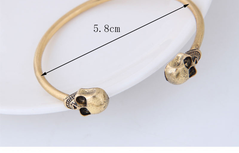 Personality Gold Color Skull Shape Decorated Opening Bracelets,Fashion Bangles