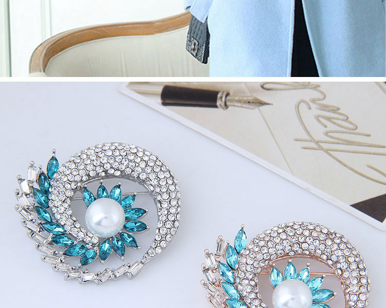 Fashion Silver Color+blue Geometric Shape Diamond Decorated Brooch,Korean Brooches