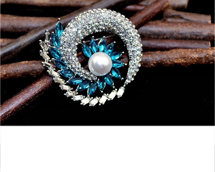 Fashion Silver Color+blue Geometric Shape Diamond Decorated Brooch,Korean Brooches