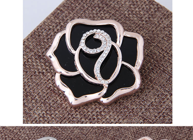 Fashion Silver Color+black Diamond Decorated Flower Shape Brooch,Korean Brooches