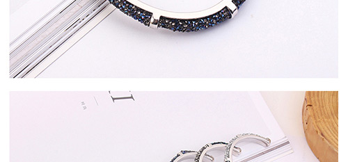 Fashion Dark Blue Diamond Decorated Opening Bracelet,Fashion Bangles
