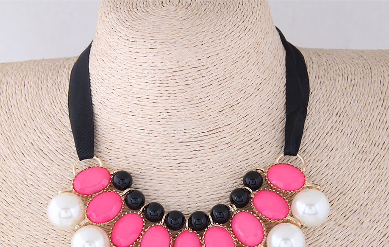 Fashion Pink+white Pearls Decorated Multi-layer Necklace,Crystal Necklaces