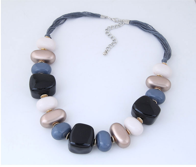Fashion White+dark Blue Irregular Shape Design Simple Necklace,Crystal Necklaces