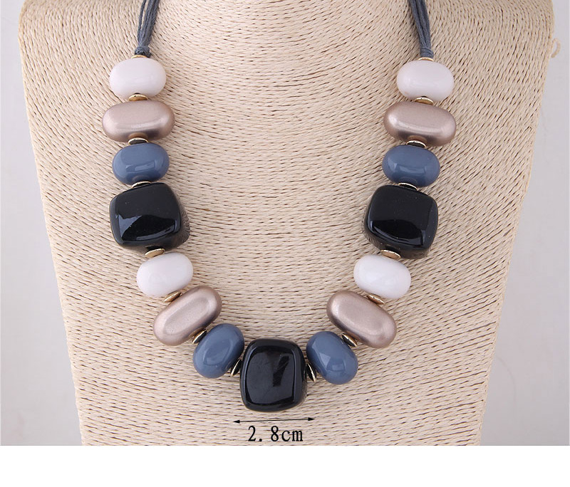 Fashion White+dark Blue Irregular Shape Design Simple Necklace,Crystal Necklaces