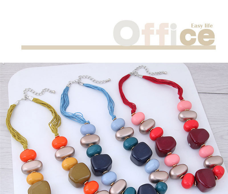 Fashion Coffee+red Irregular Shape Design Simple Necklace,Crystal Necklaces