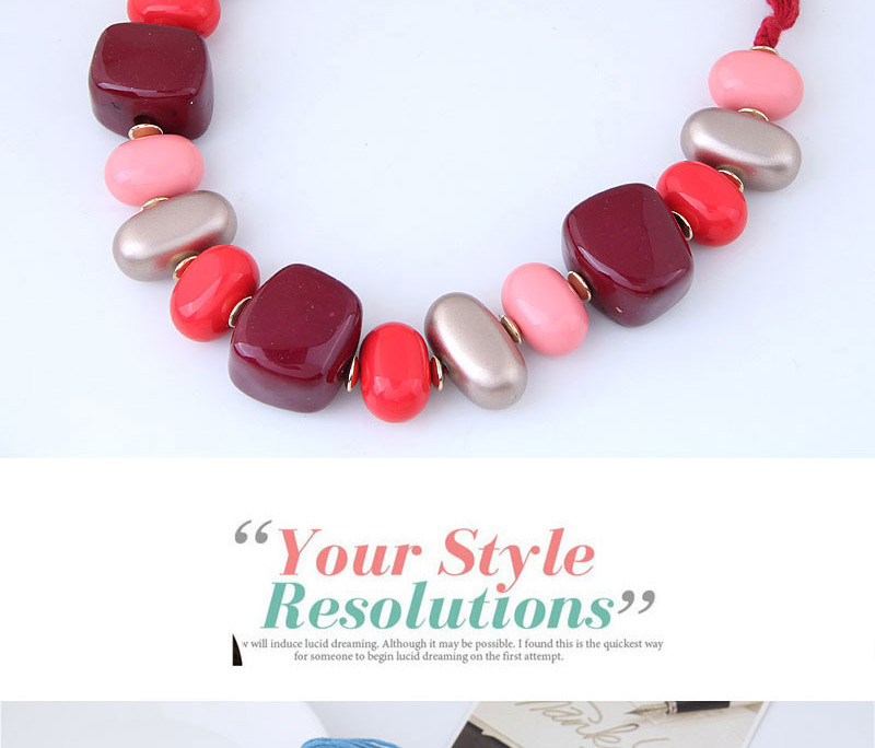 Fashion Red+pink Irregular Shape Design Simple Necklace,Crystal Necklaces