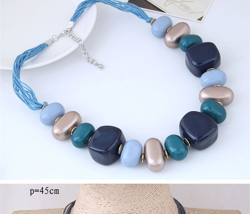 Fashion Blue+gray Irregular Shape Design Simple Necklace,Crystal Necklaces