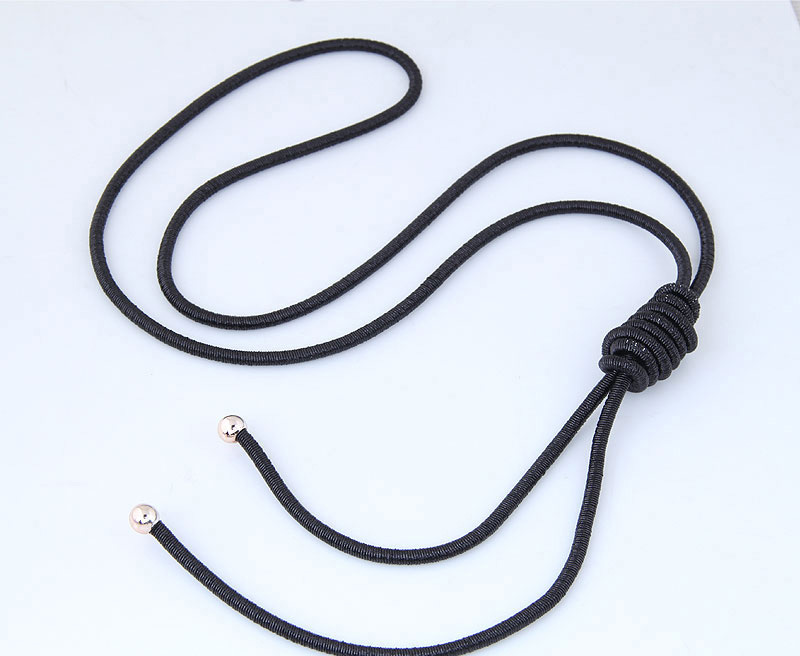 Fashion Black Pure Color Decorated Knot Design Necklace,Multi Strand Necklaces