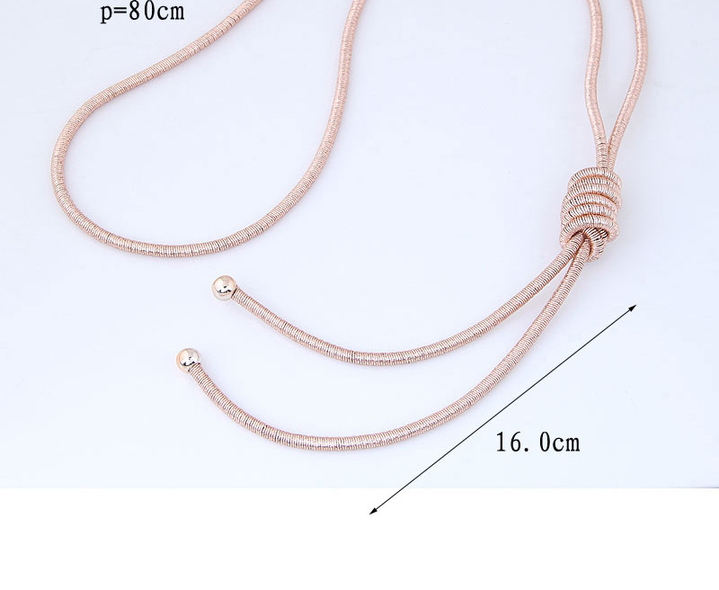 Fashion Rose Gold Pure Color Decorated Knot Design Necklace,Multi Strand Necklaces