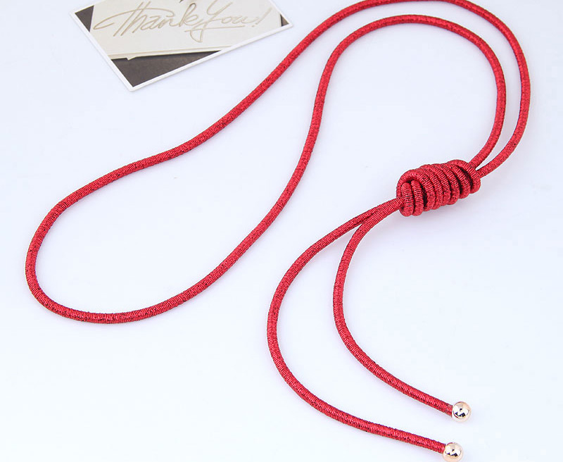 Fashion Red Pure Color Decorated Knot Design Necklace,Multi Strand Necklaces