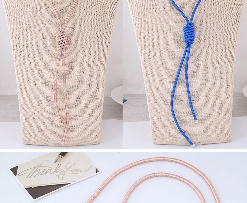 Fashion Sapphire Blue Pure Color Decorated Knot Design Necklace,Multi Strand Necklaces