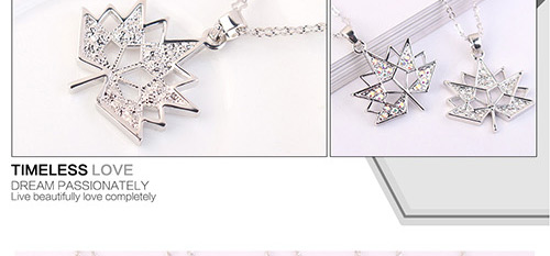 Fashion Multi-color Maple Leaves Pendant Decorated Necklace,Crystal Necklaces