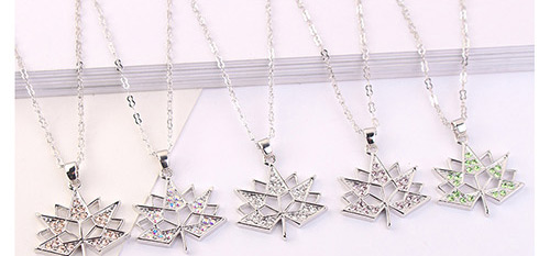 Fashion Champagne Maple Leaves Pendant Decorated Necklace,Crystal Necklaces