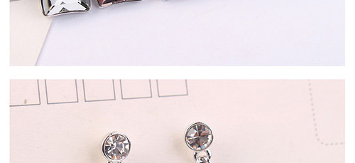 Fashion Pink Square Shape Diamond Decorated Earrings,Crystal Earrings
